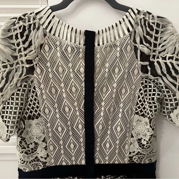 Byron Lars Black and White Geometric Midi Dress - Picture 8 of 9